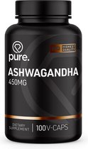 PURE Ashwagandha - 450mg - 100 V-Caps - ashwaganda vegan capsules