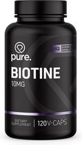 PURE Biotine - 10mg - 120 V-Caps – vitamine B-8 - vitamine H - energie vrij maken - vegan capsules