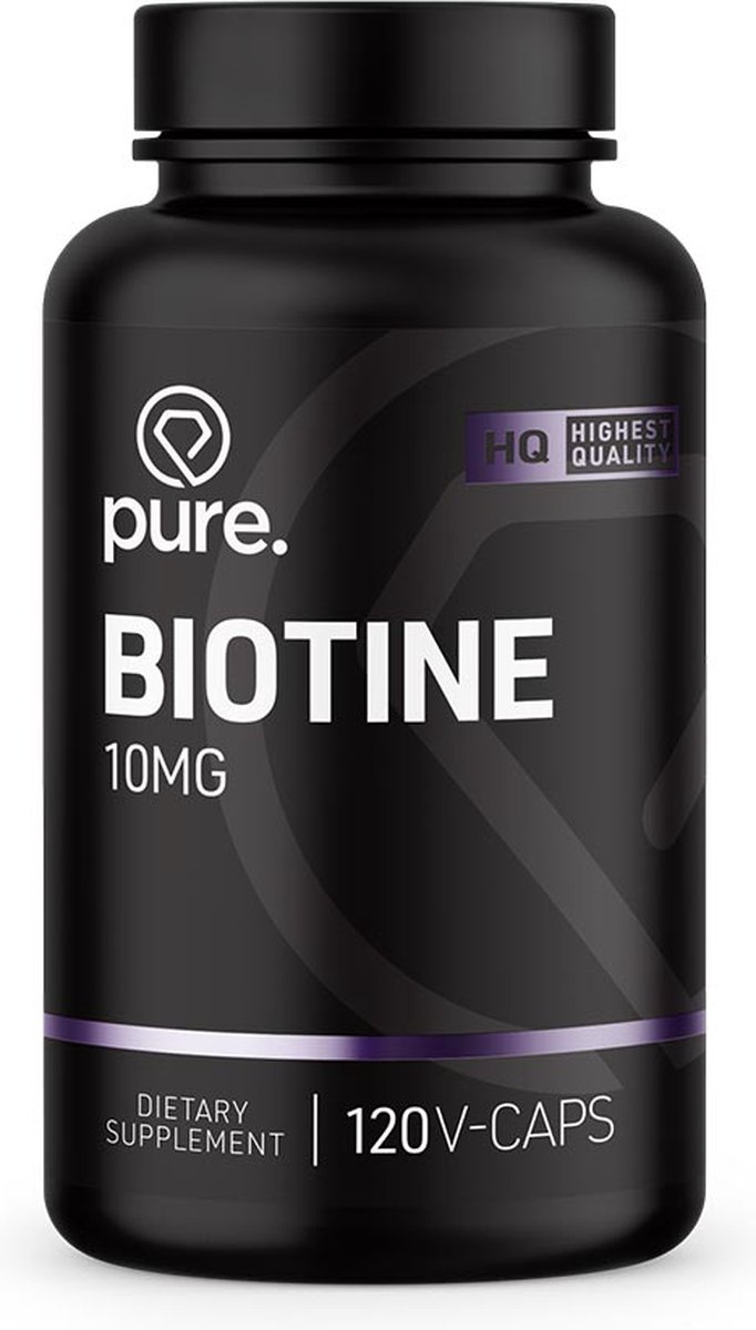Goedkoopste Pure. Biotine - 10mg - 120 V-Caps – vitamine B-8 - vitamine H - energie vrij maken - vegan capsules