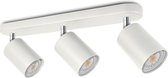 Lichtendirect- Plafondlamp - plafondspot met 3 LED lichtpunten - draaibaar - kantelbaar - opbouwspots - plafonniere – Wit- Inc lampen