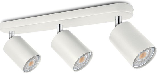 Foto: Lichtendirect plafondlamp plafondspot met 3 led lichtpunten draaibaar kantelbaar opbouwspots plafonniere wit inc lampen