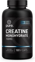 PURE Creatine Monohydraat - 180 V-Caps - 750 mg - capsules - supplement