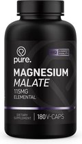 PURE Magnesium Malate - 180 vegan caps - 115mg - malaat - mineralen