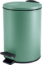 Spirella Poubelle à pédale Cannes - vert - 5 litres - métal - L20 x H27 cm - fermeture soft- WC/salle de bain