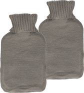 DID Bouillotte avec housse tricotée - 2x - gris - 2L - bouillottes pour pieds/corps au chaud