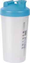 Juypal Shakebeker/shaker/bidon - 700 ml - transparant/blauw - kunststof