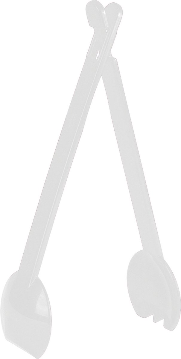 Juypal Sla bestek/couvert - 2-delig - wit - kunststof - 29 cm - saladebestek