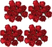 Ideas4seasons Decoratie roosjes foam - 10x - bosje van 12 - rood - Dia 2 cm - hobby/DIY bloemetjes