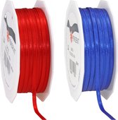 Cadeaulint/sierlint pakket - blauw/rood - 3 mm x 50 meter - Hobby/decoratie/knutselen