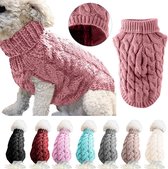 Pull tricoté à Pull col roulé pour animal domestique, pull chaud et épais d'hiver, Vêtements tricoté pour Chiens de petite, moyenne et grande taille , Puppy ( L, rose)