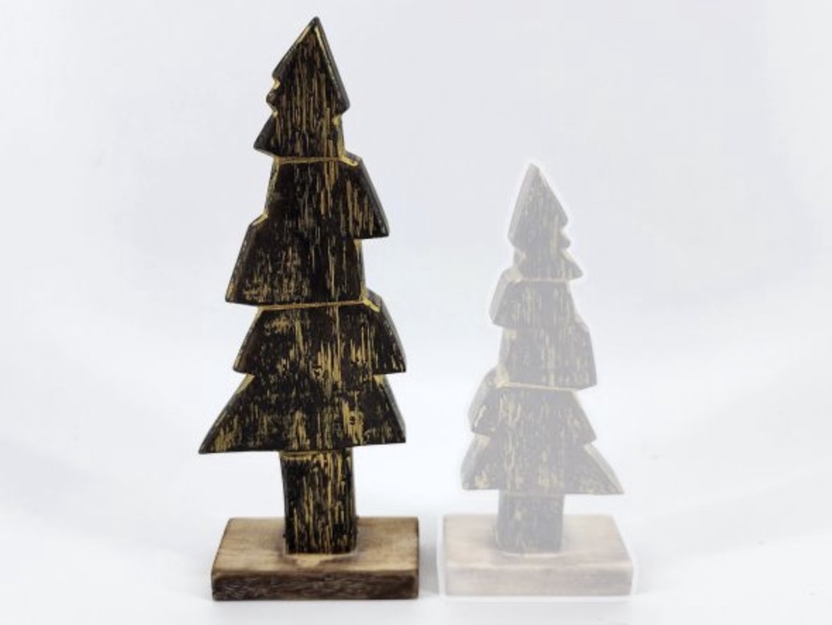 Woodart kerstboom 24x8 cm zwart goud