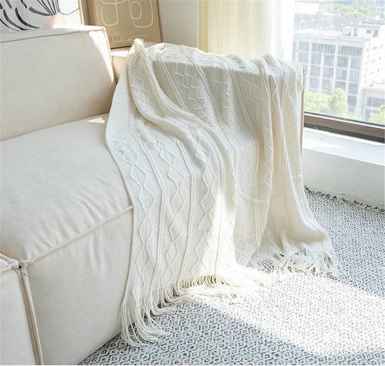 BEDSURE Deken voor de bank, knuffeldeken, beige, warme Sherpa