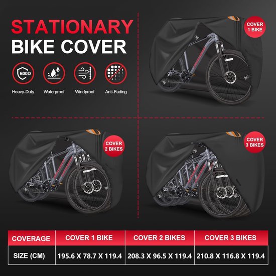 Zettum Fietshoes voor het vervoer van 2 fietsen, fietshoes voor bagagedrager, heavy duty en waterdicht, PU-coating, voor buitenopslag op de autokoppeling, reisopslag
