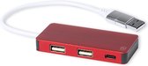 USB hub aluminium rood - Splitter - USB C - Adapter - 3 Poorten - Met kabel