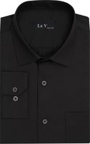 La V heren overhemd slim fit met strijkvrij Zwart XL