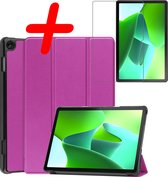 Hoesje Geschikt voor Lenovo Tab M10 (3rd gen) Hoes Case Tablet Hoesje Tri-fold Met Screenprotector - Hoes Geschikt voor Lenovo Tab M10 (3e gen) Hoesje Hard Cover Bookcase Hoes - Paars