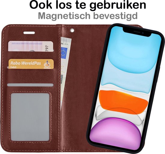Étui à livre amovible 2 en 1 pour iPhone Xs Max - Étui portefeuille pour iPhone Xs Max avec porte-cartes - Marron