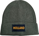 Wintermuts rib gebreid military green - Holland - soBAD. | Wintersport | Après ski outfit Warme Muts voor Volwassenen | Heren en Dames Beanie