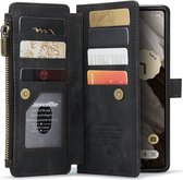 CaseMe C30 Hoesje Geschikt voor Google Pixel 7a | Wallet Zipper Book Case met Pasjeshouder | Beschermhoes met Portemonnee | Zwart
