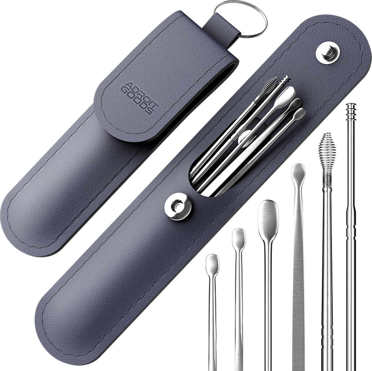Goedkoopste AdroitGoods Oorsmeer Verwijderaar Set - 6 Delig - Oorreiniger - Oren Schoonmaken - Blauw