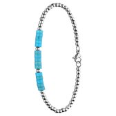 Lucardi Dames Stalen armband met turquoise - Armband - Staal - Zilverkleurig - 20 cm