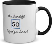 Akyol - ben ik eindelijk 50 krijg ik zo'n kut mok koffiemok - theemok - zwart - Hoera 50 jaar - mama papa - verjaardag 50 jaar - cadeautje - geschenk - 350 ML inhoud