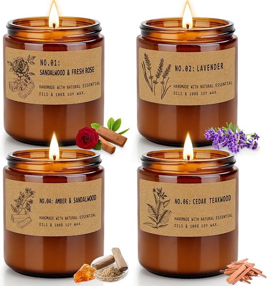 Geurkaarsen set scented candles, aroma candles, candle gift set4psc bol