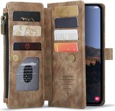 CaseMe C30 Hoesje Geschikt voor Samsung Galaxy A14 5G | Wallet Zipper Book Case met Pasjeshouder | Beschermhoes met Portemonnee | Bruin