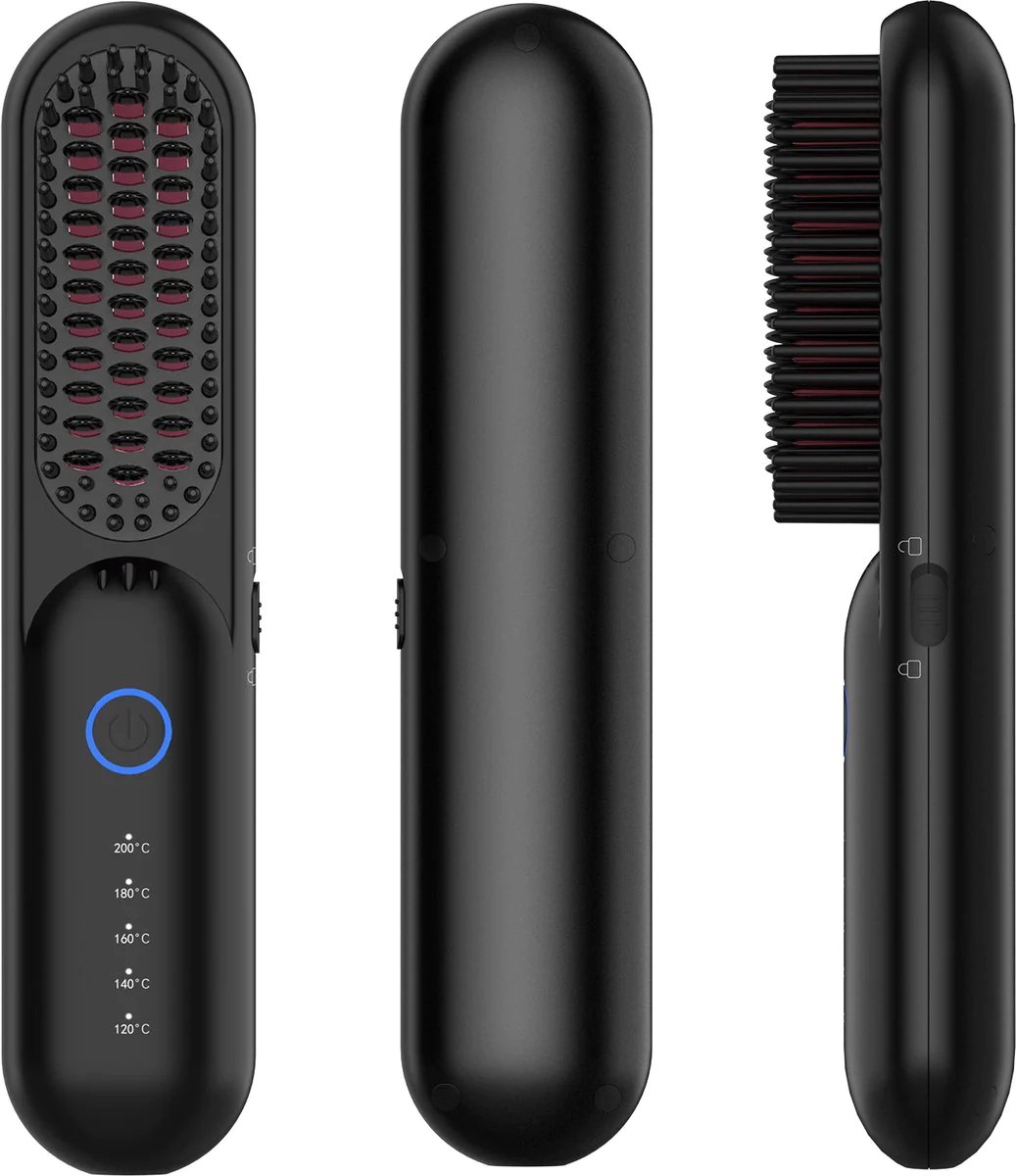Bol.com Draadloze Stijlborstel - 2026 Model - Stijlkam - Stijlborstels - Warmte borstel - Straight Brush - Haarborstel - Elektri... aanbieding