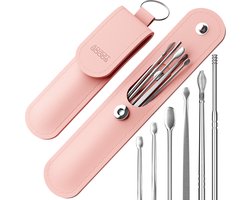 AdroitGoods Oorsmeer Verwijderaar Set - 6 Delig - Oorreiniger - Oren Schoonmaken - Roze