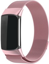 Strap-it Luxe Milanese band - geschikt voor Fitbit Charge 6 - RVS Milanees bandje voor Charge 6 activity tracker (rosé pink roze)