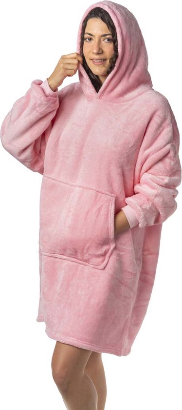 Yucka - Hoodie deken met mouwen - Fleece deken - Plaid - Hoodie blanket - Roze