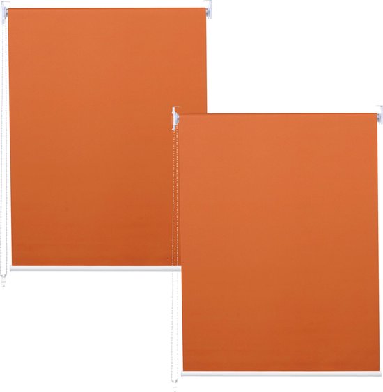 Set de 2 stores enrouleurs MCW-D52, store enrouleur de fenêtre rideau à traction latérale, protection solaire opaque 100x160cm ~ orange