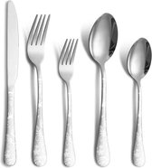 Roestvrijstalen bestekset voor 4 personen, bestaande uit mes, vork, lepel, bestekset met spiegelglans, vaatwasmachinebestendige campingbestekset van 20 stuks (zilver).