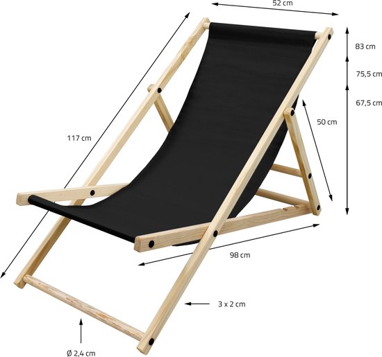 ECD Germany Set van 2 opvouwbare ligstoelen, blauw, gemaakt van hout, verstelbare rugleuning, 3 standen, tot 120 kg, ligstoel, tuinligstoel, strandligstoel, voor tuin en balkon