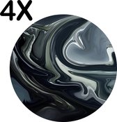 BWK Luxe Ronde Placemat - Abstract Vloeibaar Metaal - Set van 4 Placemats - 40x40 cm - 2 mm dik Vinyl - Anti Slip - Afneembaar