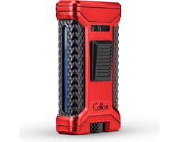 Colibri Ascari Gas Aansteker Sigaren - Triple Jet Flame - met Sigarenknipper - Navulbaar - Rood