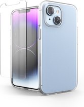 Coque de téléphone transparente adaptée pour iPhone 14 coque transparente et protection d'écran en verre de protection