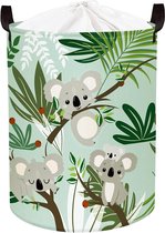 45L Kinderwasmand Koala voor de kinderkamer met deksel Opvouwbaar Eucalyptusbladeren Groene speelgoedopbergmand 36 x 45 cm