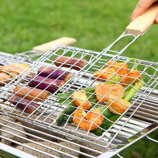 Panier de barbecue en acier inoxydable, support de poisson portable, clip  de gril