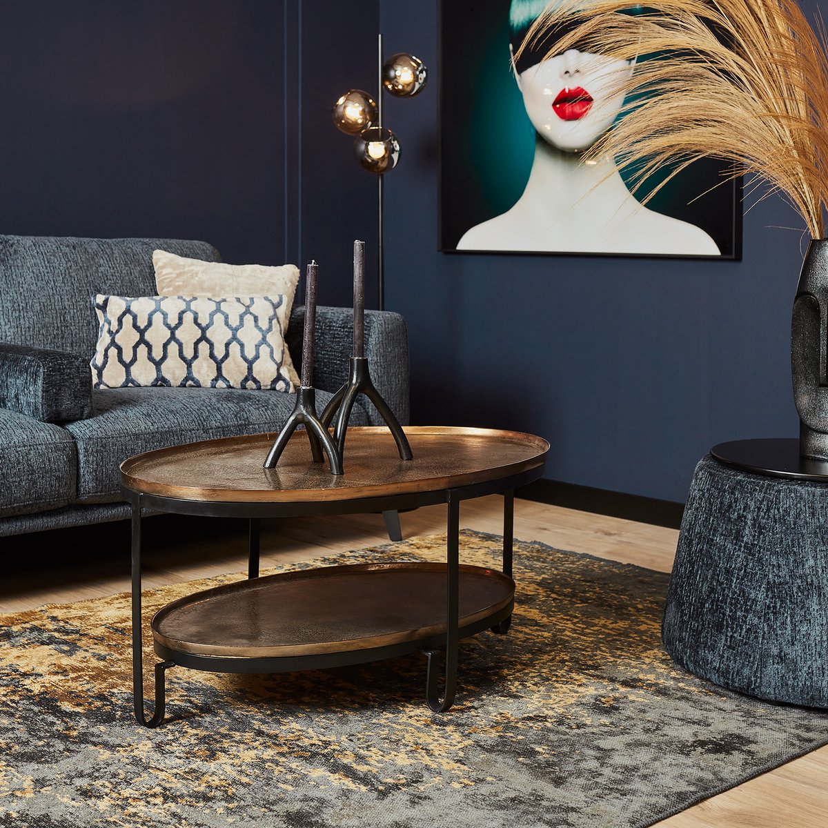 Starfurn Salontafel Kate - Ovaal Goud Metaal - 98x60x45cm
