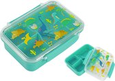 iTotal - Kinderen Lunch box met dinosaurussen inclusief vakverdeling, vork en lepel