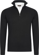 Cappuccino Italia - Heren Trui Pullover Zip Mock - Zwart - Maat L