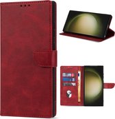 Coque Samsung Galaxy S24 Ultra - Solidenz Bookcase S24 Ultra - Étui de téléphone S24 Ultra - Étui S24 Ultra avec porte-cartes - Étui de protection - Rouge