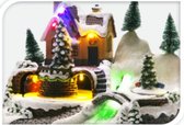 kerstdorp - 25 x 20 cm -LED en rijdende trein - sneeuwberg