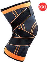 Livano Kniebrace - Sportbrace Knie - Knee Sleeves - Knee Sleeves Powerlifting - Compressie Knie Brace - Knee Wraps - Knee Support - Dames - Heren - Oranje - Maat XXL