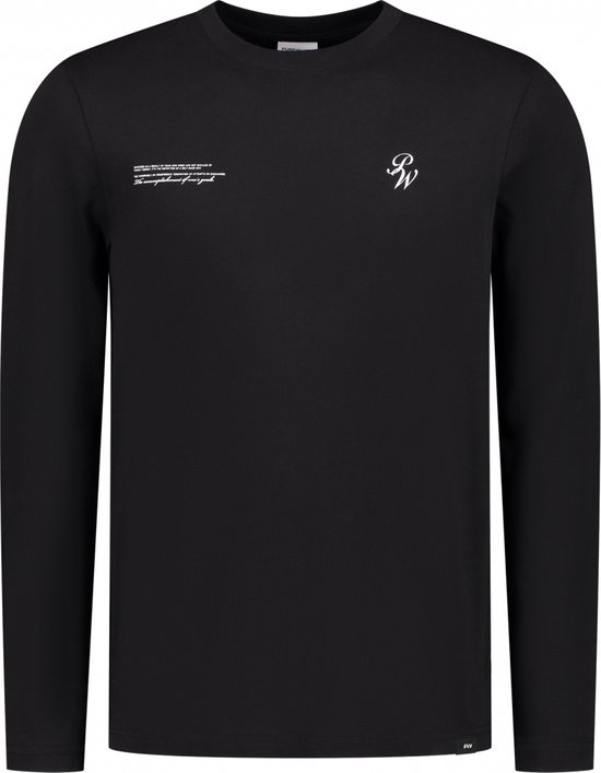 Purewhite - Heren Regular fit T-shirts Crewneck LS - Black - Maat S