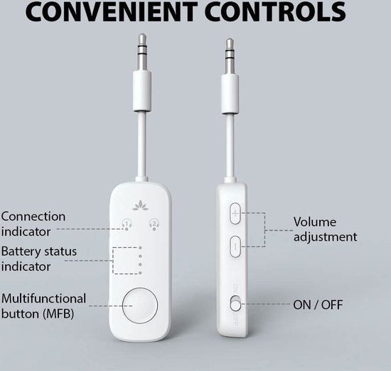 Draadloze audiozender | Bluetooth® | Maximaal 2 hoofdtelefoons | Zwart Draadloze audiozender | Bluetooth® | Maximaal 2 hoofdtelefoons | Zwart