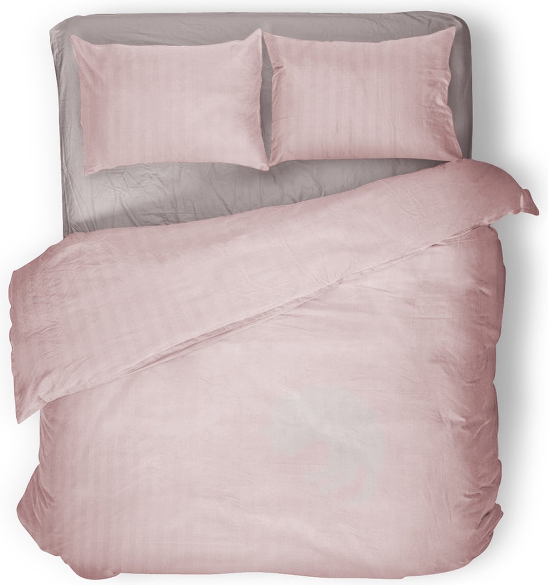 Eleganzzz Dekbedovertrek Uni - Blush - Dekbedovertrek 200x200/220cm - Satijnstreep / Satijn Streep - Hotel Kwaliteit Satin Stripe - Dekbedovertrekken