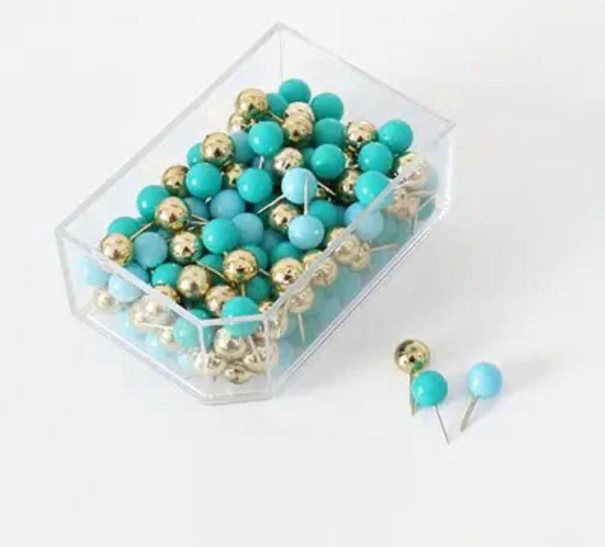 Akyol - Punaises - Prikbord - Memobord - Kantoor artikelen - Blauw - goudkleur - 35 stuks -punaise blauw - punaise voor school - blauwe punaises